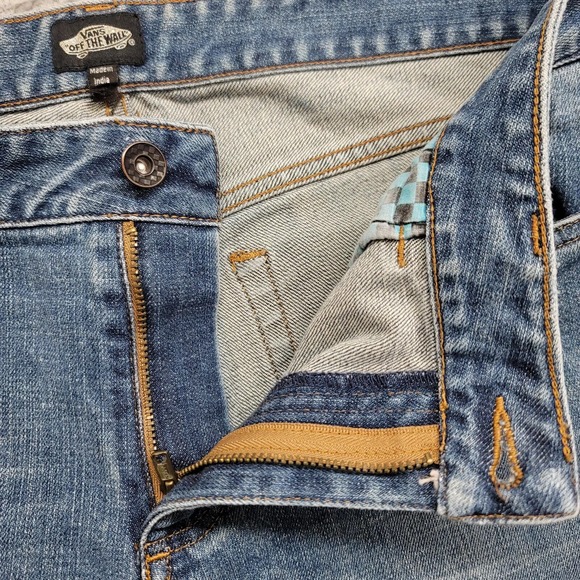 VANS‎ Off The Wall Jeans Womens 33x31 Blue Denim Straight Distressed Slim Skater - Picture 6 of 14